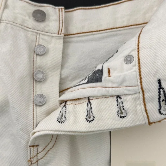 Levis 501 Original Shorts Womens 24 White NWT High Rise Cutoffs Boho Festival - Picture 7 of 13